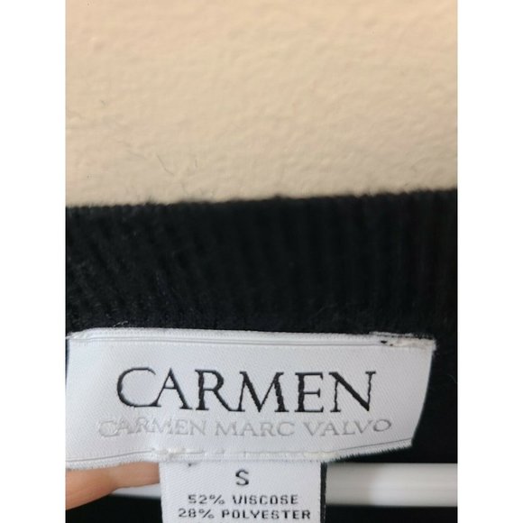Carmen Marc Valvo Black Dolman Zipper Long Sleeve Pullover Womens Sweater Small - Picture 4 of 9